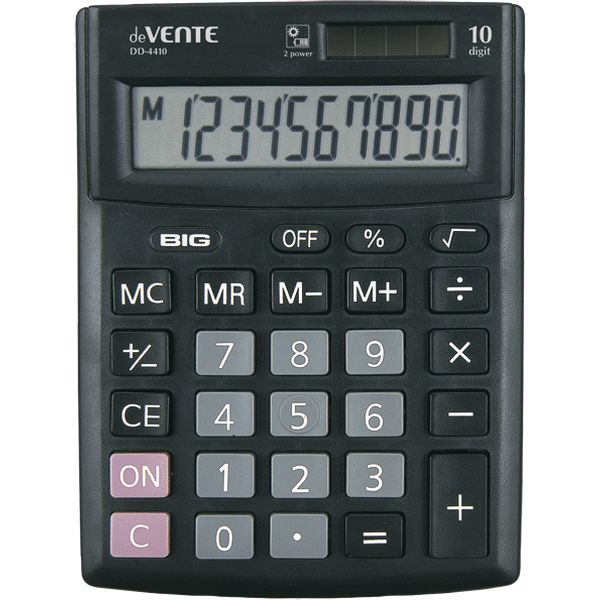 Калькулятор базовый deVENTE DD-4410, 10-разряд., 1 яч. пямяти, дв. питание, черный