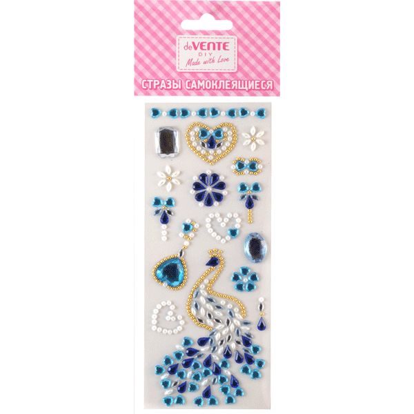 Стразы самоклеящиеся, композиция 75*180 мм, цв.: синий, deVENTE Firebird (Жар-Птица)