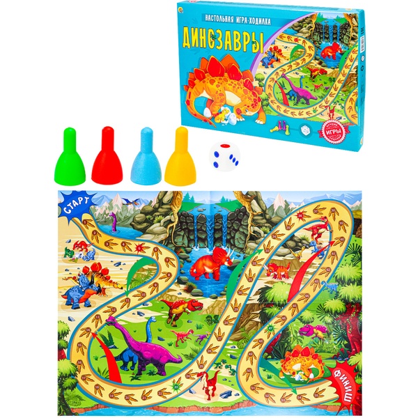 Игра-ходилка "Динозавры", 3+ Игра-ходилка "Динозавры", 3+