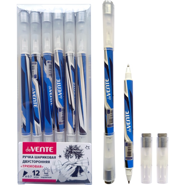 Ручка шариковая "трюковая", синяя, 0.7 мм, LED-подсветка, deVENTE Juggler (для пенспининга) (акционный товар)