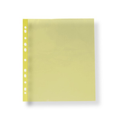 Файл-вкладыш А4+, 30 мкм, глянцевый, унив. перф., желтый, Бюрократ Премиум (50 шт.)