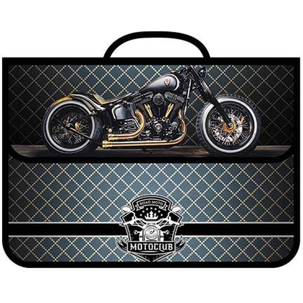 Папка-портфель А4, пластиковая, на липучке, 1 отд., ПЧЕЛКА Road moto 