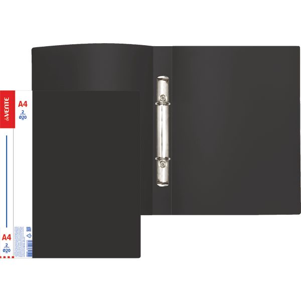 Папка на 2-х кольцах, А4, PP 700 мкм, "песок", 25 мм, внутр. карман, deVENTE Daily_черная