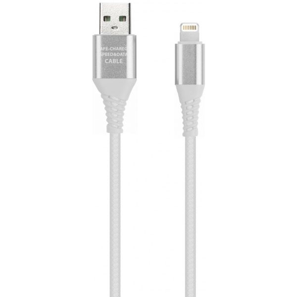 Дата-кабель Smartbuy USB - 8-pin для Apple, в резин. оплетке Gear, длина 1,0 м, до 2А, белый 