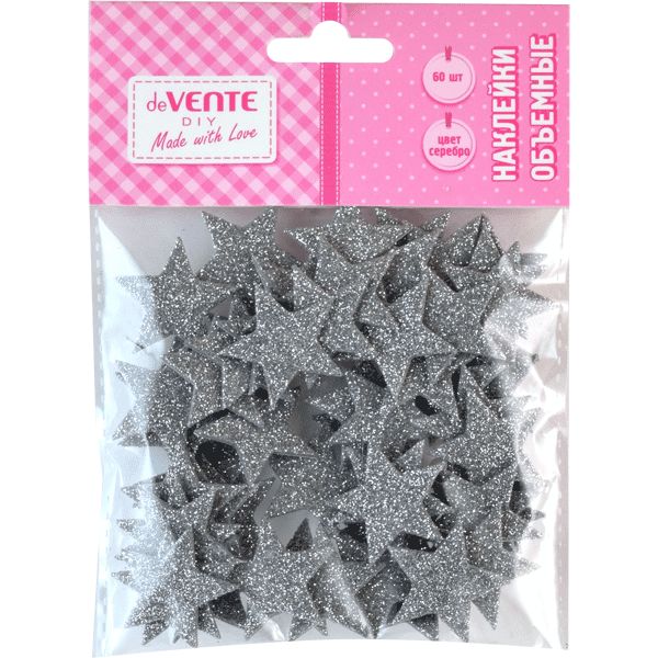 Наклейки для творчества, 60 шт., фоамиран, deVENTE Silver stars