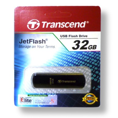 Флеш-накопитель USB 2.0, 32 ГБ, Transcend JetFlash 350/ Черный