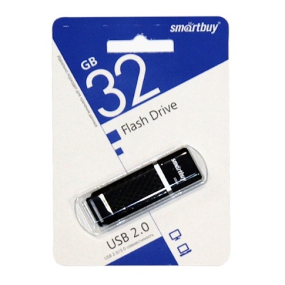 Флеш-накопитель USB 2.0, 32 ГБ, Smartbuy Quartz/ Черный
