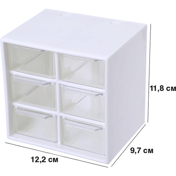 Органайзер deVENTE. Cube, пластиковый, 6 ящ.., 118*122*97 мм, белый, со стикерами kawaii