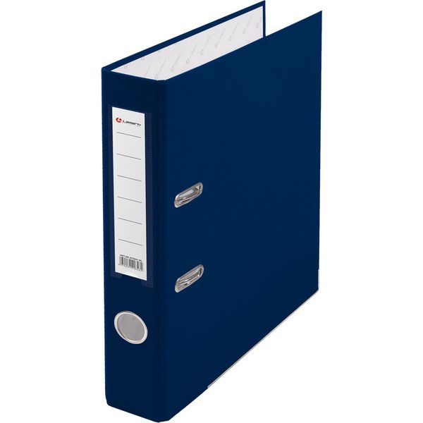Папка–регистратор А4, 50 мм/400 л., PP "лен", карман, метал. уг., синяя, Lamark