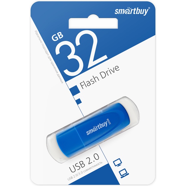 Флеш-накопитель USB 2.0, 32 ГБ, Smartbuy Scout Blue/синий