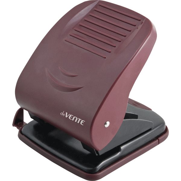 Дырокол на 40 л., 2 отв., пластик. рукоятка, deVENTE Stripe_бордовый_Акция!