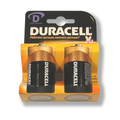 Батарейка щелочная LR20/D, 1.5 V, блистер, DURACELL Basic (кратно 2 шт.)