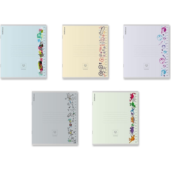 Тетрадь А5, линия, 12 л., на скобе, 60 г/м², ErichKrause Ruler Hobby_MIX-PACK Акция!