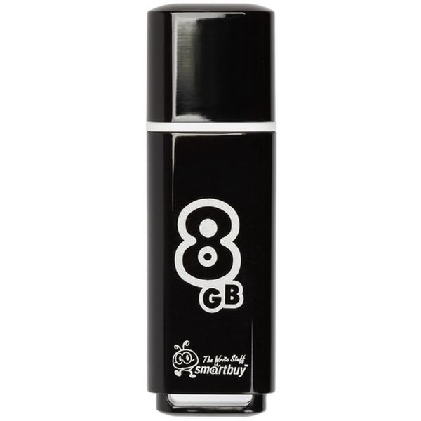 Флеш-накопитель USB 2.0, 8 ГБ, Smartbuy Glossy_смолистый черный Флеш-накопитель USB 2.0, 8 ГБ, Smartbuy Glossy_смолистый черный