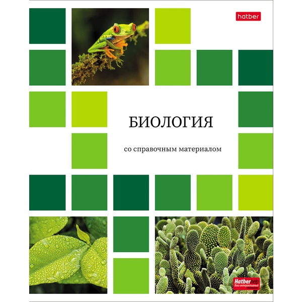 Тетрадь предметная А5, 48 л., клетка, 65 г/м², мел. обл., Hatber Цветная мозаика_Биология
