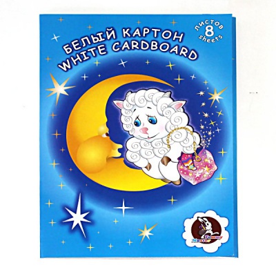 Картон белый мелованный А4, 8 л., 200 г/м², в папке, TOMMY Master Барашек