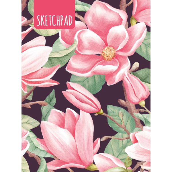 Скетчпад А5, на склейке, 40 л., бел. блок 150 г/м², Prof-Press Магнолии   АКция!