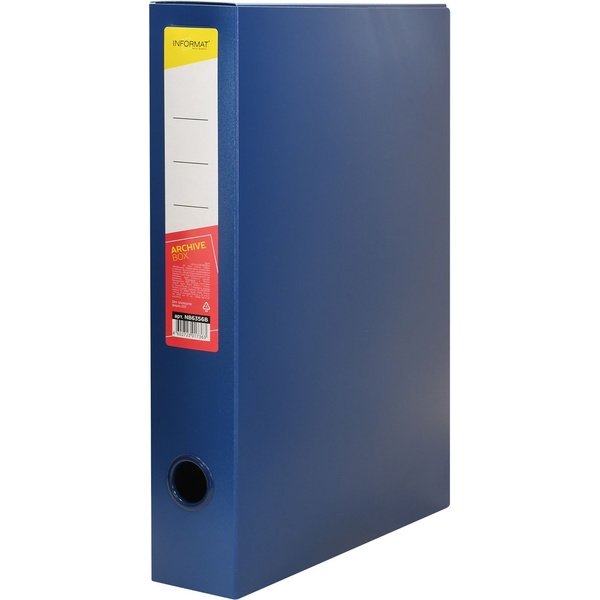 Папка-короб архивная А4, PP 800 мкм, на липучке, 56 мм (550 л.), синяя, inФОРМАТ