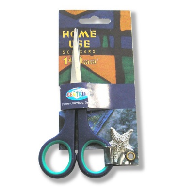 Ножницы 140 мм, классические, прорезин. кольца, черно-бирюзовые, CENTRUM Home Use