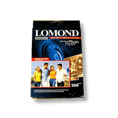 Фотобумага А6, 260 г/м², 20 л., суперглянцевая, 1-ст., LOMOND Premium Inkjet Super Glossy Bright