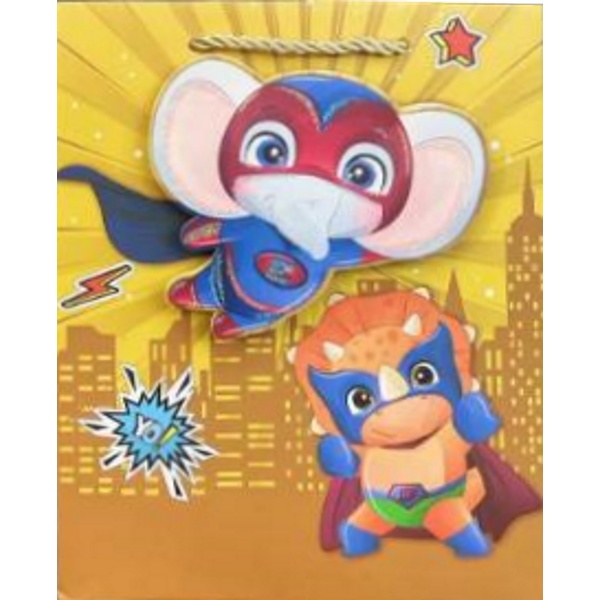Пакет подарочный, 26*32*10 см, мел. бумага 210 г/м², 3D, Dream cards Супер слоник Пакет подарочный, 26*32*10 см, мел. бумага 210 г/м², 3D, Dream cards Супер слоник