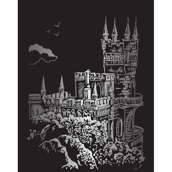 Гравюра Hobbius, 200*255 мм, основа "серебро", Ласточкино Гнездо, 14+