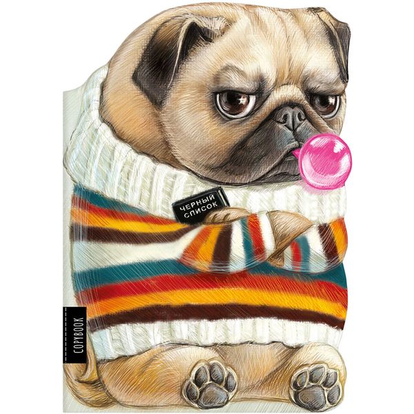 Блокнот на скобе B5, 40 л., точка, 65 г/м², контурная вырубка, ФЕНИКС+ Грозный мопс   Акция!