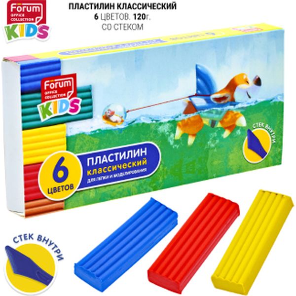Пластилин классический FORUM Office Collection KIDS Зверята, 6 цветов, 120 г, стек, к/уп. Пластилин классический FORUM Office Collection KIDS Зверята, 6 цветов, 120 г, стек, к/уп.