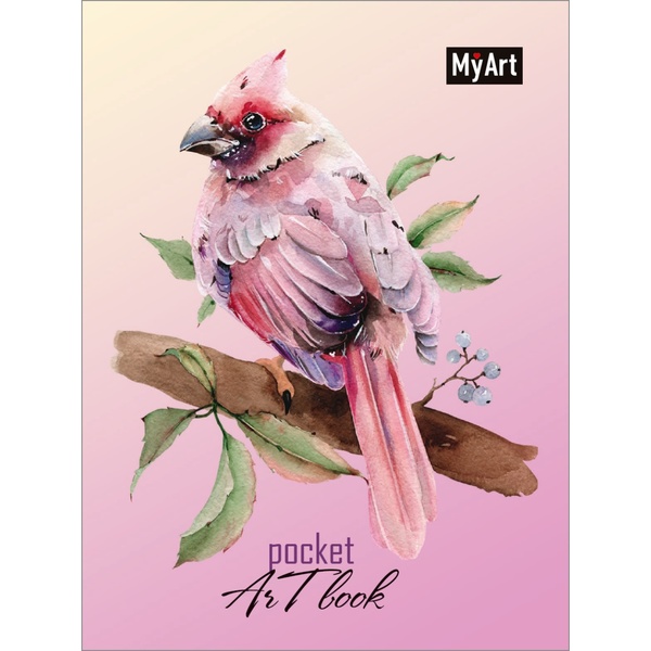 Скетчбук А6, на склейке, 80 л., бел. блок 100 г/м², MyArt Pocket ArtBook_Птица   Акция