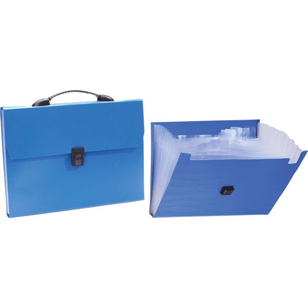 Папка-портфель А4, 13 отд., PP 900 мкм, замок-защелка, deVENTE Daily_синяя