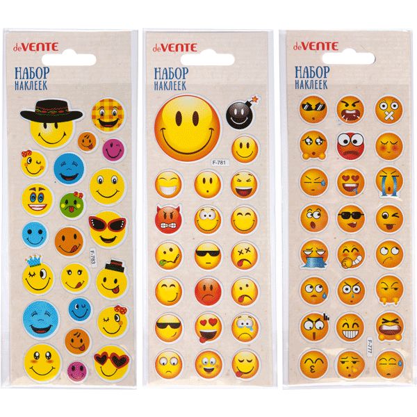 Паф-стикеры (объемные) deVENTE Emoji, PVC, карточка 70*170 мм, 3 дизайна