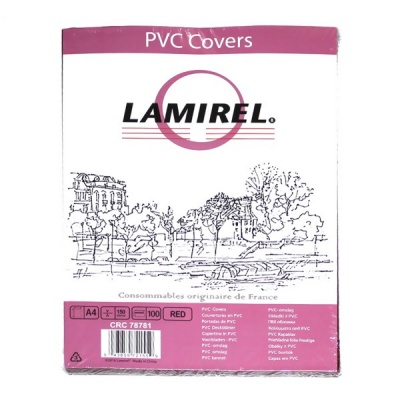 Обложки для переплета А4, 100 шт., ПВХ, 150 мкм, прозрачные, цвет: красный, Lamirel
