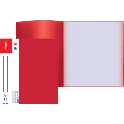 Папка с 80 файлами А4, PP 800/30 мкм, "песок", торц. карм., deVENTE Daily/ Красная