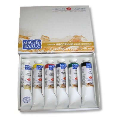 Краски масляные художественные Мастер-Класс, 6 цв/туб по 46 мл, картон. уп.