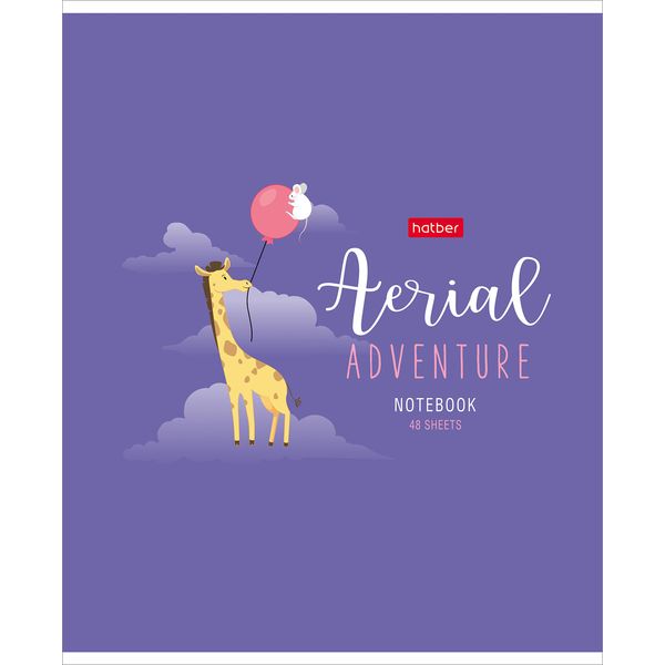 Тетрадь А5, клетка, 48 л., на скобе, 65 г/м², мат. лам., Hatber Воздушное (акционный товар)