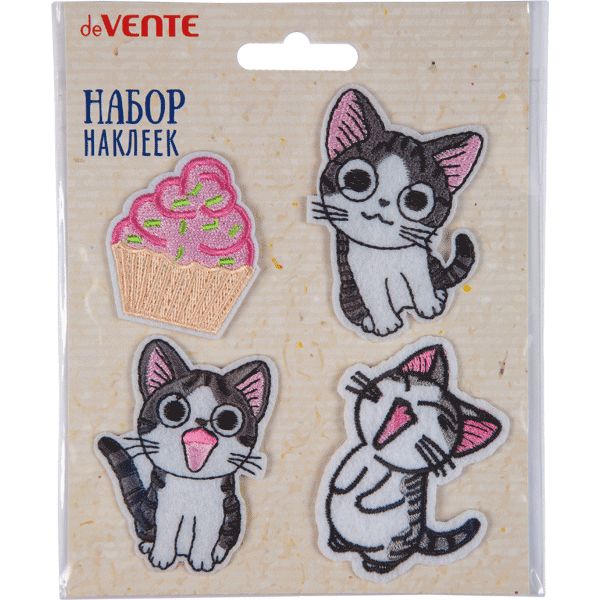 Термоаппликация для текстильных изделий deVENTE Sweet Cats, 4 шт. (от 40 до 65 мм) Термоаппликация для текстильных изделий deVENTE Sweet Cats, 4 шт. (от 40 до 65 мм)