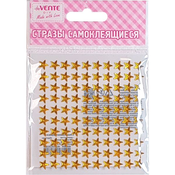 Стразы самоклеящиеся Ø8 мм, 100 шт., цв.: золотистый, deVENTE Star (Звезда) Стразы самоклеящиеся Ø8 мм, 100 шт., цв.: золотистый, deVENTE Star (Звезда)