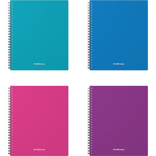 Тетрадь на гребне, 80 л., клетка, 55 г/м², пластик. обложка, ErichKrause Glance Vivid_4 дизайна