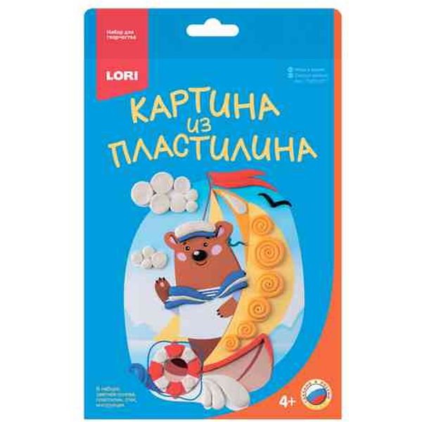 Картина из пластилина "Мишка моряк" 4+