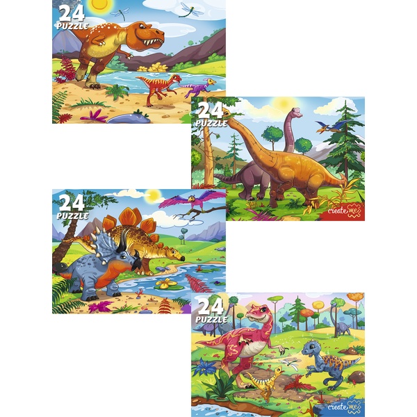 Пазл 24 элемента. РЫЖИЙ КОТ ДИНОЗАВРЫ, 4 дизайна