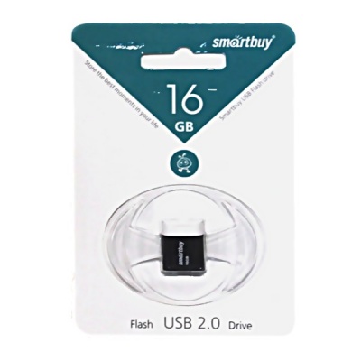 Флеш-накопитель USB 2.0, 16 ГБ, Smartbuy LARA_черный