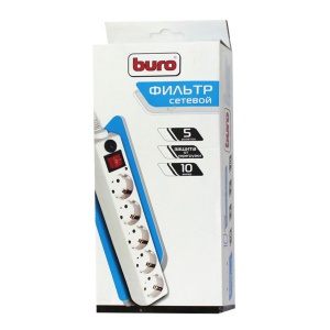 Сетевой фильтр, 5 розеток, 10 м белый Сетевой фильтр, 5 розеток, 10 м белый