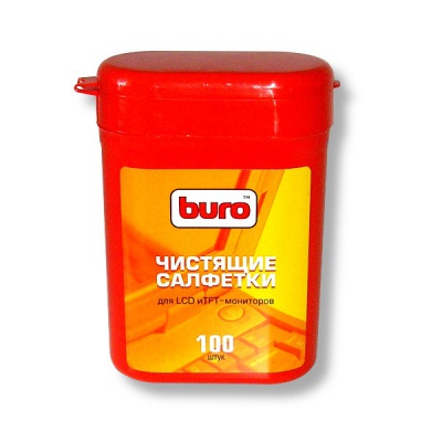 Салфетки чистящие для мониторов всех типов Buro BU-tft, 100 шт., в мини-тубусе