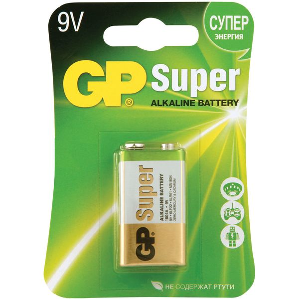 Батарейка 6LR61/крона, 9.0 V, GP Super Alkaline