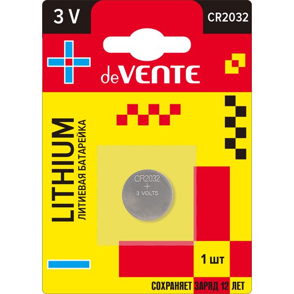 Батарейка литиевая CR2032, 3 V, блистер, deVENTE 