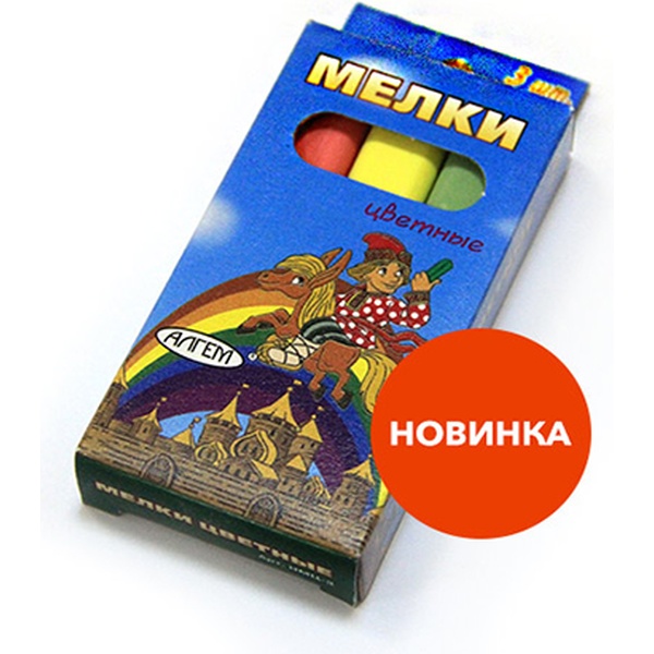 Мелки цветные, квадратные, 3 шт/3 цв., АЛГЕМ Детские (серия Сказки)