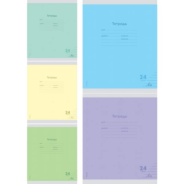 Тетрадь А5, линия, 24 л., на скобе, 60 г/м², мел. облож., Prof-Press Классика New_5 дизайнов