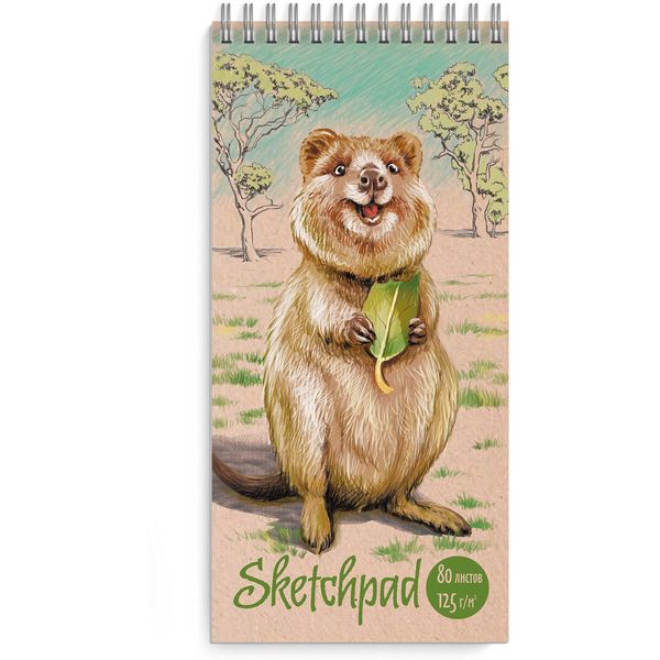 Скетчбук 105*220 мм, на гребне, 80 л., крафт блок 125 г/м², ФЕНИКС+ Квокка Акция!
