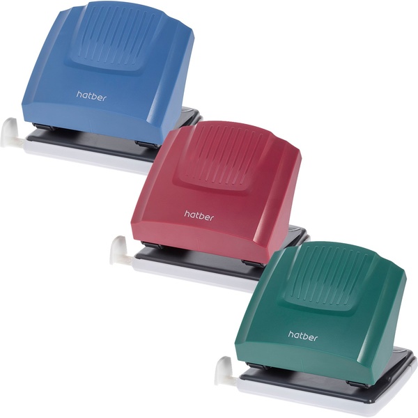 Дырокол на 30 л., 2 отв., пластик. рукоятка, Hatber Energy_3 дизайна