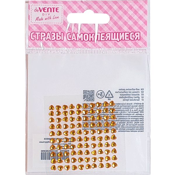 Стразы самоклеящиеся Ø4 мм, 100 шт., цв.: золотистый, deVENTE Heart (Сердце) Стразы самоклеящиеся Ø4 мм, 100 шт., цв.: золотистый, deVENTE Heart (Сердце)